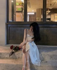 Modest A line White Straps Birthday Dresses 22th Birthday Outfit P1121