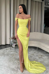 P1134 - Unique Sequined High Slit Scoop Detachable Train Prom Party Dress