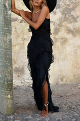 SHeath Straps Black Split Prom Dress Women Sexy Party Dresses P1147