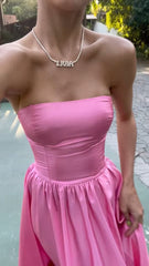 Pink Leg Split Prom Dress Women Sexy Party Dresses P1152