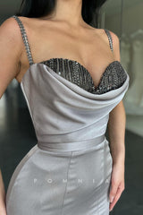 P1152 - Spaghetti Straps Top Beads Mermaid Sleeveless Party Prom Dress
