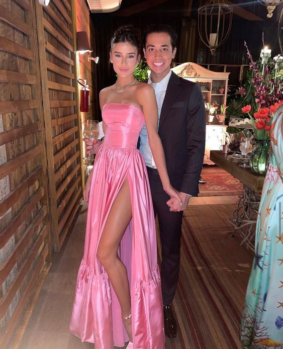 Pink Leg Split Prom Dress Women Sexy Party Dresses P1152