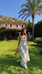 Sheath Straps Ivory Floor Length Sleeveless Lace Prom Dress P1182
