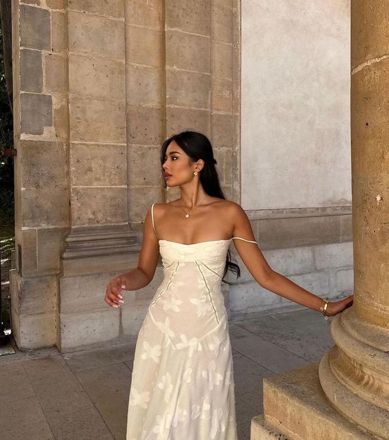 Sheath Straps Ivory Floor Length Sleeveless Lace Prom Dress P1182
