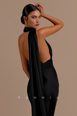 P1206 - Mermaid One Shoulder Sleeveless Ribbon Evening Formal Prom Dress