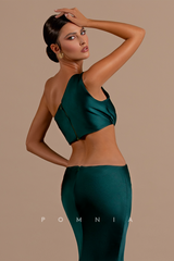 P1209 - Trumpet/Mermaid One Shoulder Hollow Sleeveless Prom Evening Dress