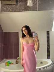 Sexy Sheath Long Straps Light Pink Prom Dresses P1210