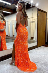 P1270 - Stunning Straps V-Neck Appliques Long Sheath Prom Party Dress with Split