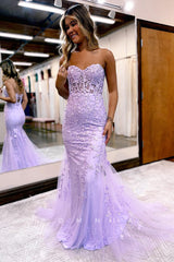 P1271 - Elegant Strapless Appliques Mermaid Sleeveless Prom Evening Dress