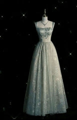 Beautiful A line Sage Green Long Tulle Prom Dress P1287