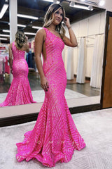 P1290 - One Shoulder Full Sequins Mermaid Sleeveless Evening Party Prom Dress