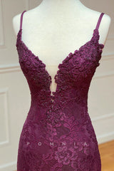P1301 - Spaghetti Straps V-Neck Appliques Evening Formal Long Dress with Rhinestones