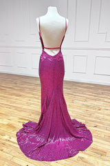 P1302 - Spaghetti Straps V-Neck Appliques Glitter Evening Prom Formal Dress with Slit