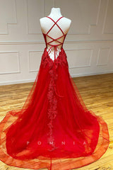 P1305 - A-Line Scoop Halter Appliques Sleeveless Long Prom Evening Dress