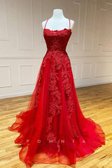 P1305 - A-Line Scoop Halter Appliques Sleeveless Long Prom Evening Dress