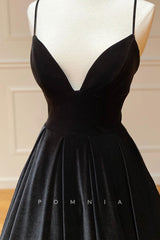 P1308 - Chic Spaghetti Straps V-Neck Velvet Sleeveless Evening Prom Formal Dress