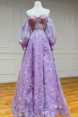 P1311 - Elegant Strapless Long Sleeves Lace Appliques Long Prom Dress