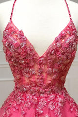 P1312 - A-Line V-Neck Lace Appliques Tulle Sleeveless Prom Party Dress