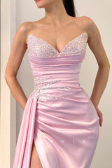 P1318 - Off-Shoulder V-Neck Sequins Pleats Side Slit Long Evening Prom Dress