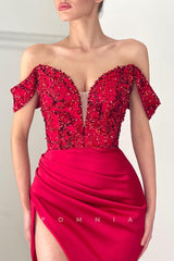 P1323 - Charming Strapless Deep V-Neck Beading Prom Evening Formal Dress