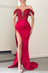 P1323 - Charming Strapless Deep V-Neck Beading Prom Evening Formal Dress