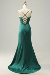 Charming Satin High Slit Sweetheart Mermaid Long Prom Dress Party Dress Evening Dress HZ1024