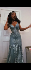 luxury mermaid black girl long prom dress birthday outfit P1380
