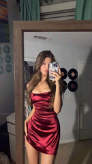 Simple Sheath Burgundy 18th Birthday Dresses Birthday Outfits P1400
