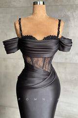 P1414 - Column/Sheath Straps Sweetheart Pleats Prom Party Evening Dress Beading