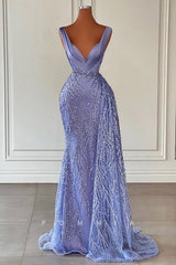 P1429 - Elegant V-Neck Straps Appliuqes Sleeveless A-Line Prom Formal Dress
