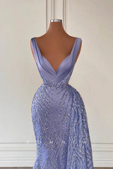 P1429 - Elegant V-Neck Straps Appliuqes Sleeveless A-Line Prom Formal Dress