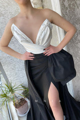 P1441 - Chic Strapless V-Neck Bow-Knots A-Line Evening Formal Dress with Split