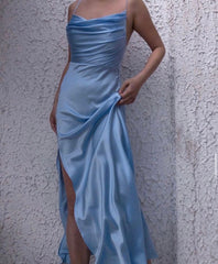 Simple Mermaid Spaghetti Straps Sage Green Long Prom Dress P1453