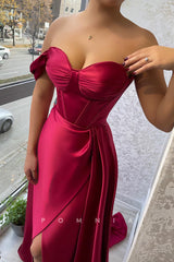 P1463 - Off-Shoulder Sweetheart A-Line High Split Long Evening Prom Party Dress