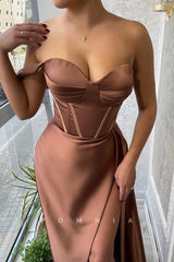 P1463 - Off-Shoulder Sweetheart A-Line High Split Long Evening Prom Party Dress