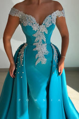 P1467 - Ball Gown Strapless V-Neck Cap Sleeves Beads Pleats Evening Formal Dress