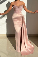 P1472 - Off-Shoulder V-Neck Beads Pleats Sleeevelss Long Evening Party Prom Dress