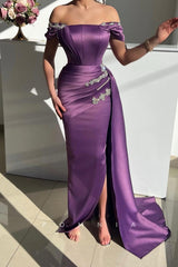 P1490 - Strapless Square Cap Sleeves Beaded Pleats Long Evening Formal Dress