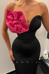 P1494 - Off-Shoulder Flower Straight Sleeveless Long Prom Evening Formal Dress