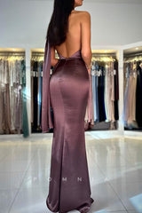 P1508 - Chic&Modern One Shoulder Mermaid Sleeveless Long Party Prom Evening Dress