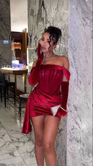 Sexy Sheath Burgundy 16th Birthday Dresses Birthday Outfits With Gloves P1542