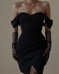 Sexy Sheath Black 18th Birthday Dresses Satin Birthday Outfits P1544