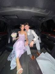 Sexy Mermaid Long Lilac Backless Lace Prom Dress Party Dresses P1588