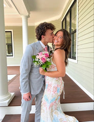 Sparkly Mermaid Straps Backless Slit Prom Dress Sequin Party Dresses P1607