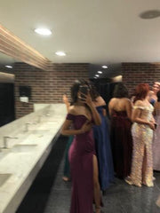 Sexy Mermaid Off The Shoulder Grape Slit Long Prom Dress P1645