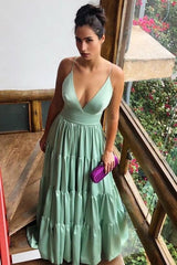 Simple A line Straps Mint Green Long Prom Dress P1660