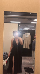 Simple A line Straps Black Long Prom Dress P1665