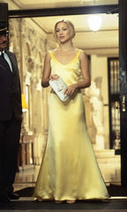 Simple Mermaid Straps Yellow Backless Long Prom Dress P1669