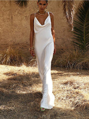 Sexy Sheath Straps White Backless Long Prom Dresses P1770