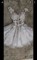 Simple A line 18th Birthday Dresses Short Gray Birthday Outfits P1814